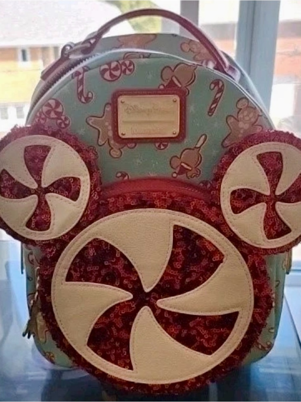Loungefly Disney Parks Mini Backpack - Red Sequin Peppermint Mickey - Picture 2 of 12